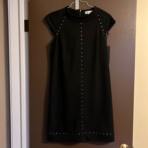 Dress Barn women’s little black dress, large, cool detailing in studs, NWT